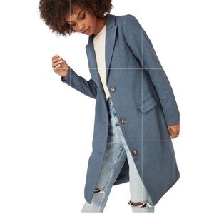JustFab Vintage Indigo Herringbone Wool Coat